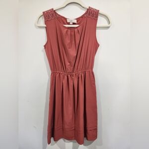 LOFT Women's Rust Lace Detail Dress